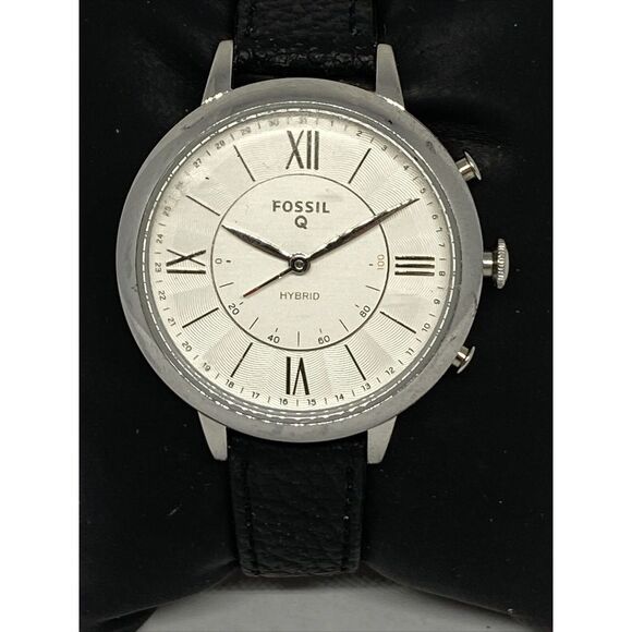 Fossil FTW5019 Women's Black Leather Silver Analog Dial Hybrid Smart Watch XX785 - Picture 2 of 12